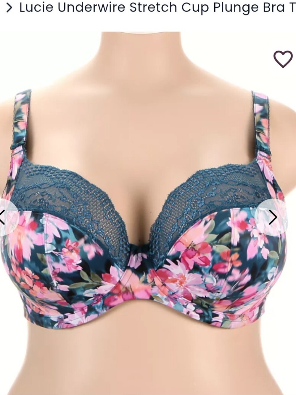 Elomi Lucie 42H (UK Size) Underwire Bra Teal Floral
